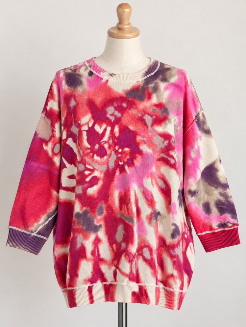 NATURAL LIFE Pink Red Purple Tie-Dye Sweatshirt